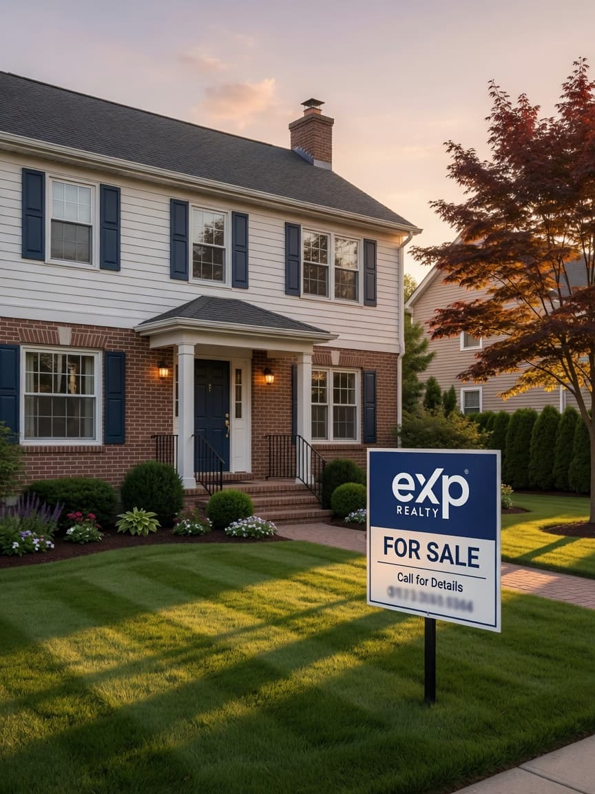 Midwest home with a For Sale sign in the front yard